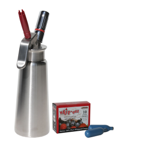 1/2 Liter Stainless Steel Whipper (one pc tips) w/10pk & 100 case chargers Bundle