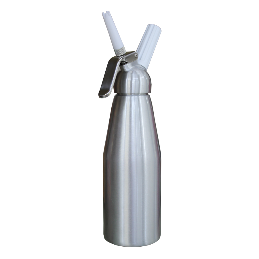 Silver 1 Liter Whipped Cream Dispenser w/Metal Head
