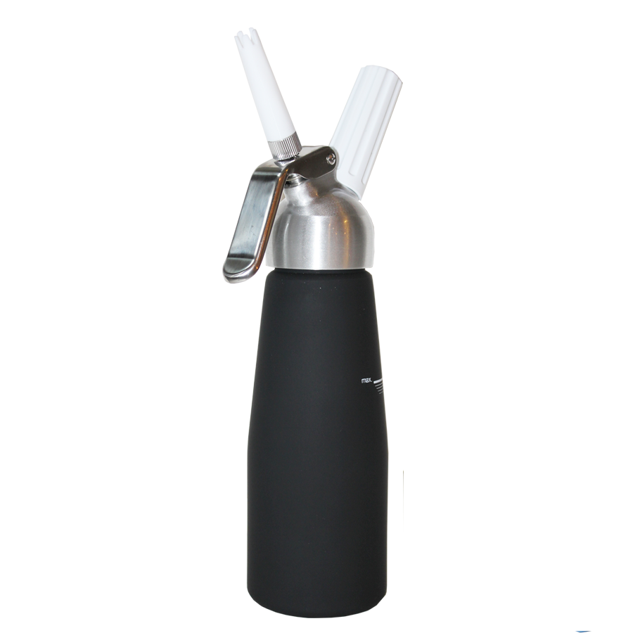 Velvet Black Matte 1/2 Liter Whipped Cream Dispenser w/Metal Head