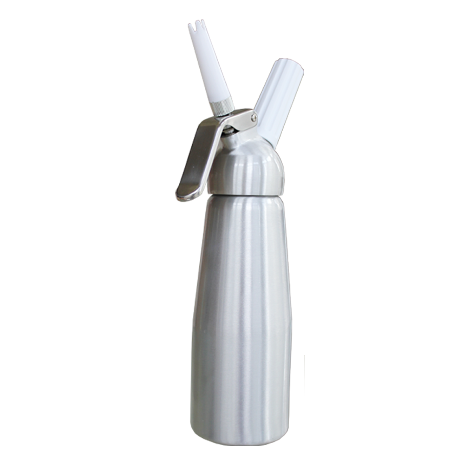 Silver 1/2 Liter Whipped Cream Dispenser w/Metal Head