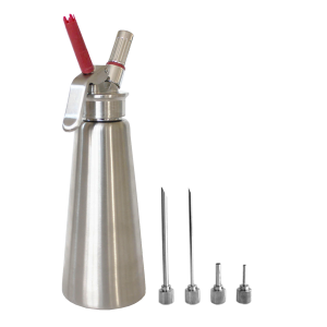 1 Liter Stainless Steel Whip Cream Dispenser (one pc tips) +Injector Tips Bundle