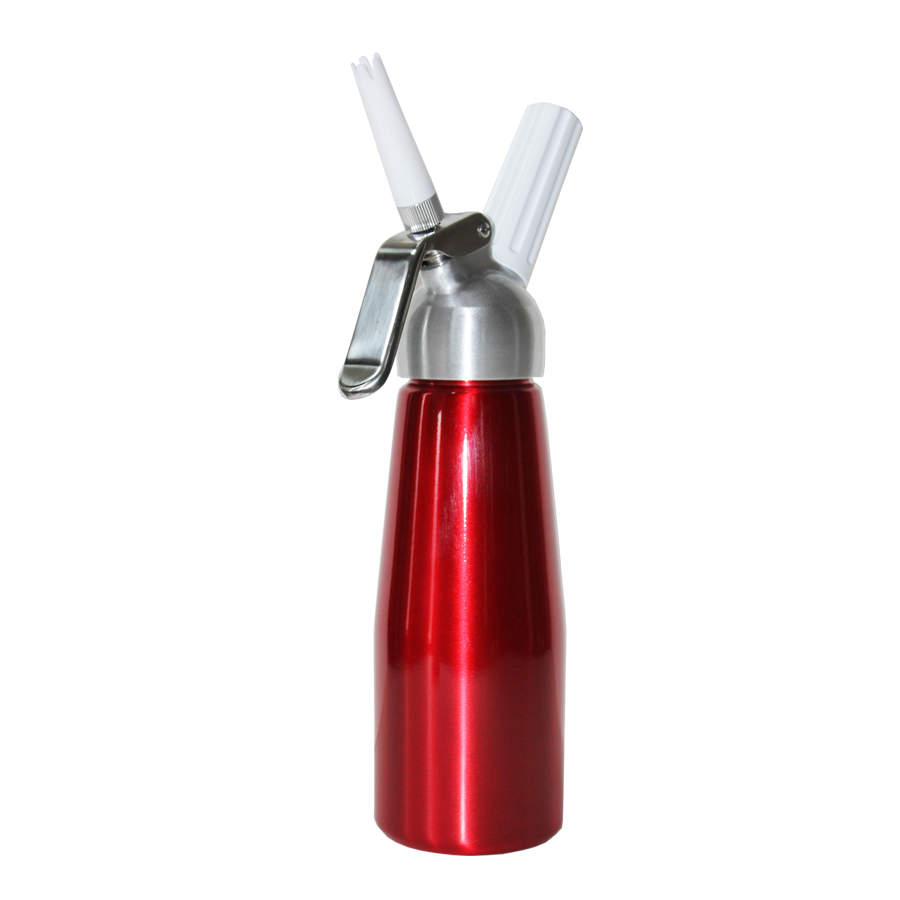Red 1/2 Liter Whipped Cream Dispenser w/Metal Head