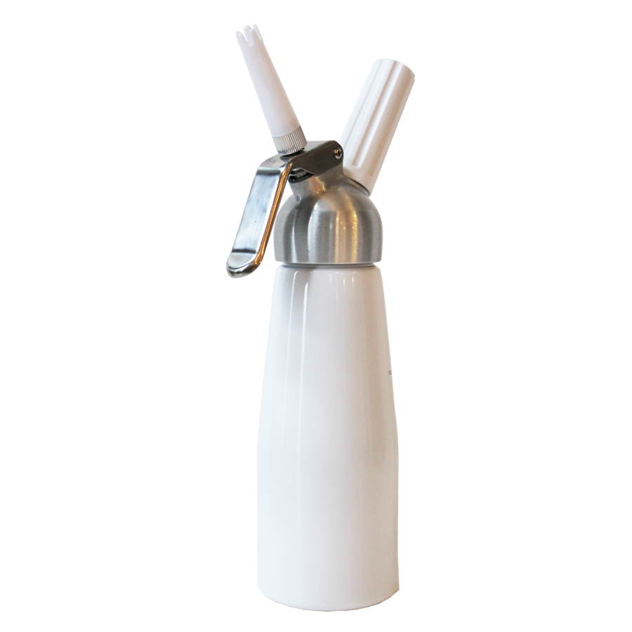 White 1/2 Liter Whipped Cream Dispenser w/Metal Head